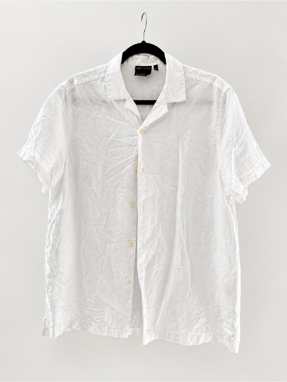 ASOS White Short-Sleeve Linen Button-Down Shirt
